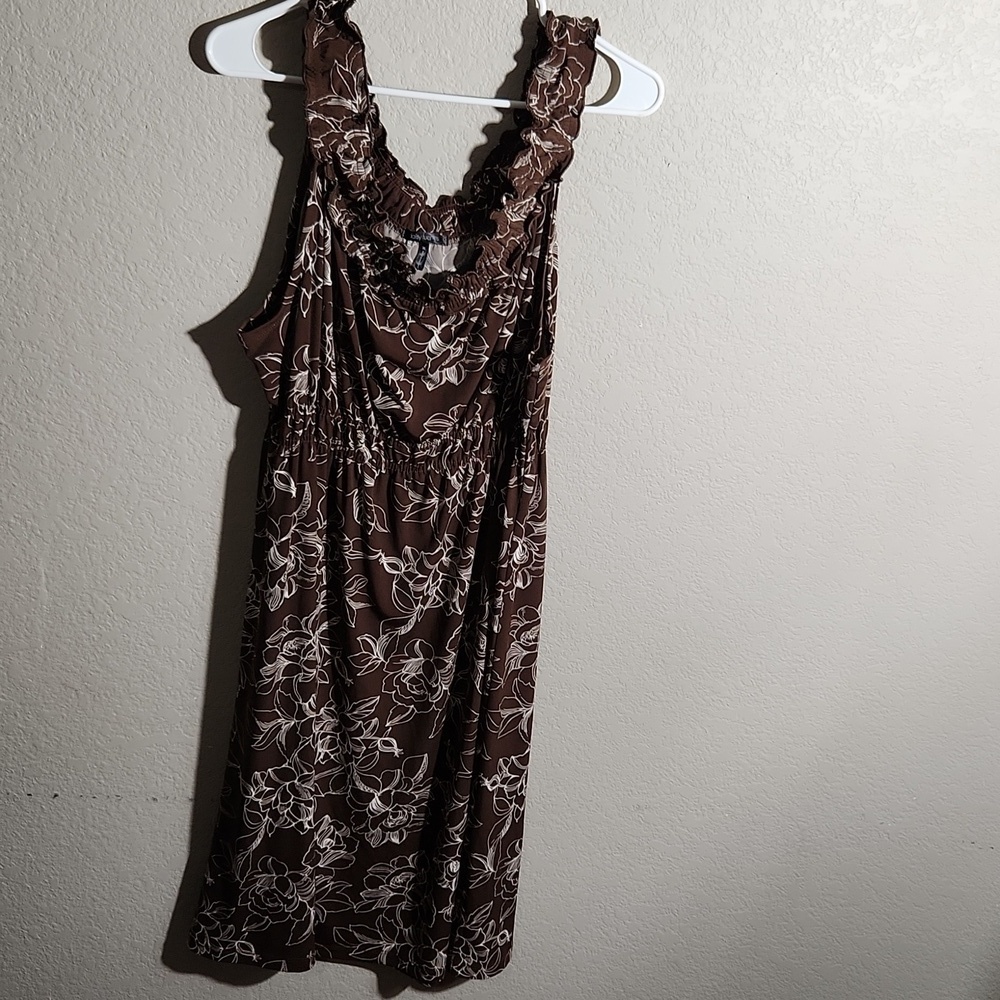 Daisy Fuentes Dress Womens Size XL Floral Brown White Sundress